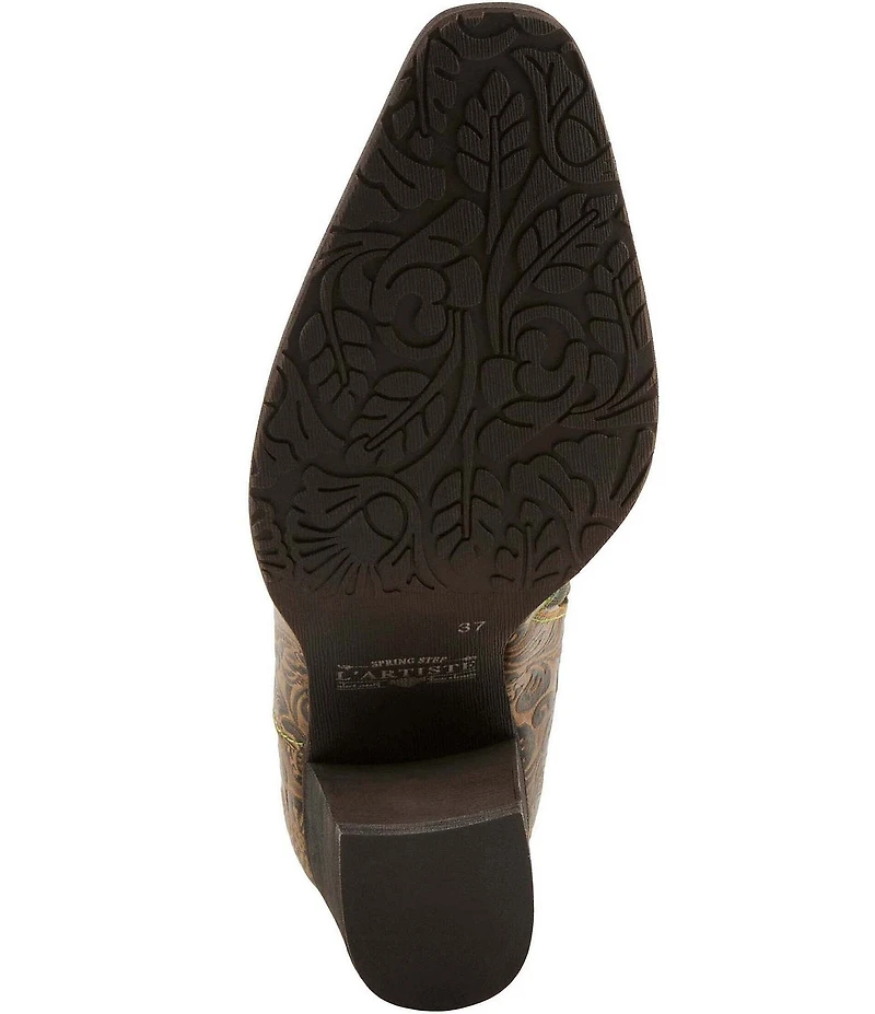 L'ARTISTE Brydie Floral Leather Faux Fur Lined Western Booties