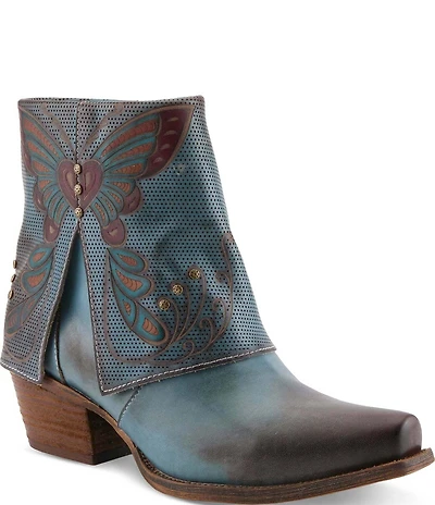 L'ARTISTE Butterfly Kisses Fold Over Embossed Leather Western Booties