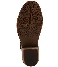 L'ARTISTE Cabracho Leather Floral Print Perforated Mary Jane Pumps