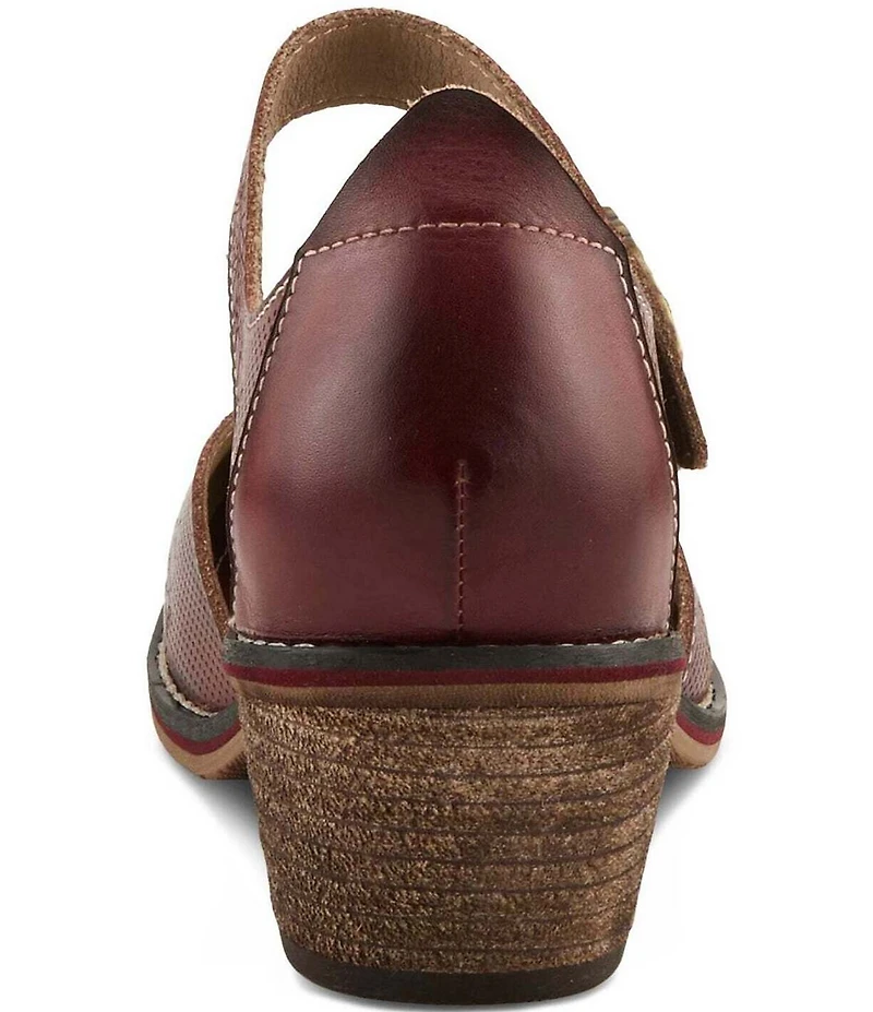 L'ARTISTE Cabracho Leather Floral Print Perforated Mary Jane Pumps