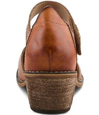 L'ARTISTE Cabracho Leather Floral Print Perforated Mary Jane Pumps