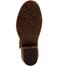 L'ARTISTE Cabracho Leather Floral Print Perforated Mary Jane Pumps