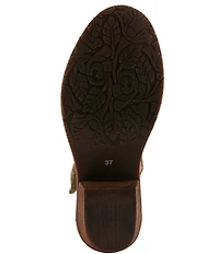 L'ARTISTE Cabracho Leather Floral Print Perforated Mary Jane Pumps