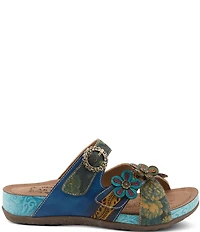 L'ARTISTE Caelana Leather Flower Detailed Slide Sandals
