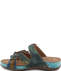 L'ARTISTE Caelana Leather Flower Detailed Slide Sandals