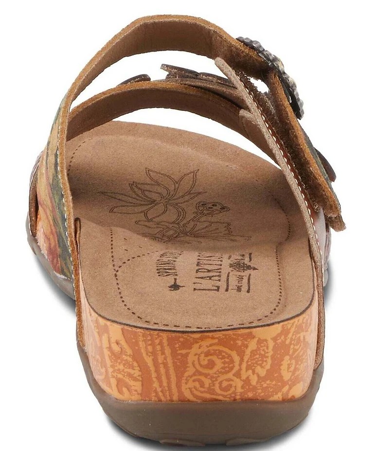 L'ARTISTE Caelana Leather Flower Detailed Slide Sandals