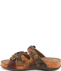 L'ARTISTE Caelana Leather Flower Detailed Slide Sandals