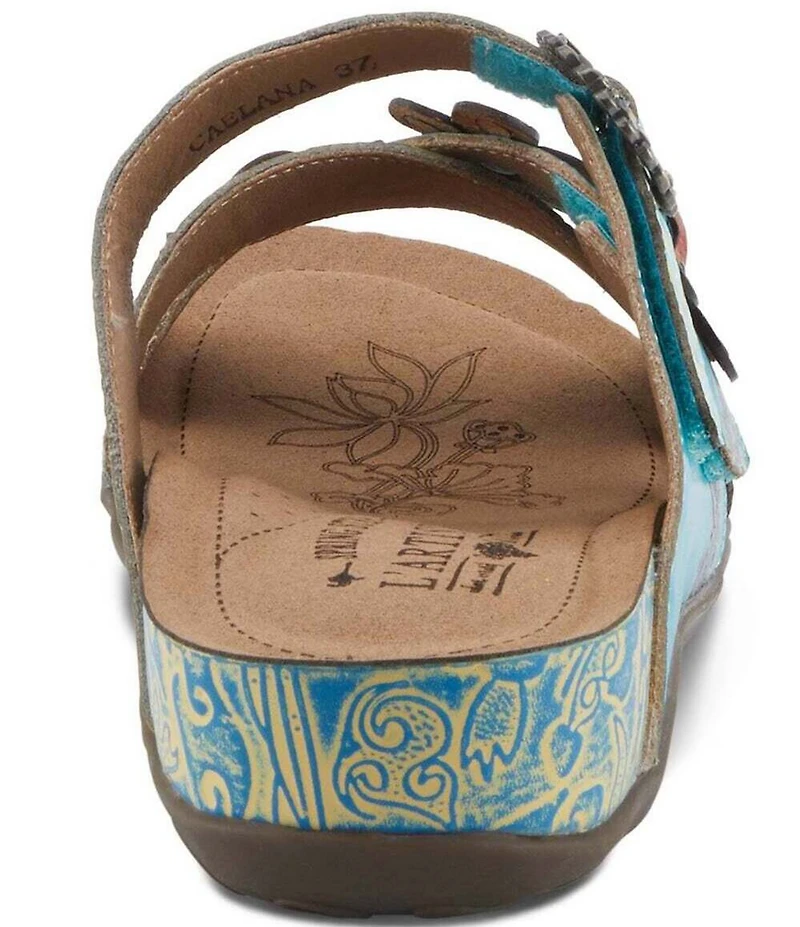 L'ARTISTE Caelana Leather Flower Detailed Slide Sandals