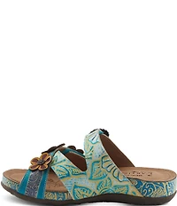 L'ARTISTE Caelana Leather Flower Detailed Slide Sandals