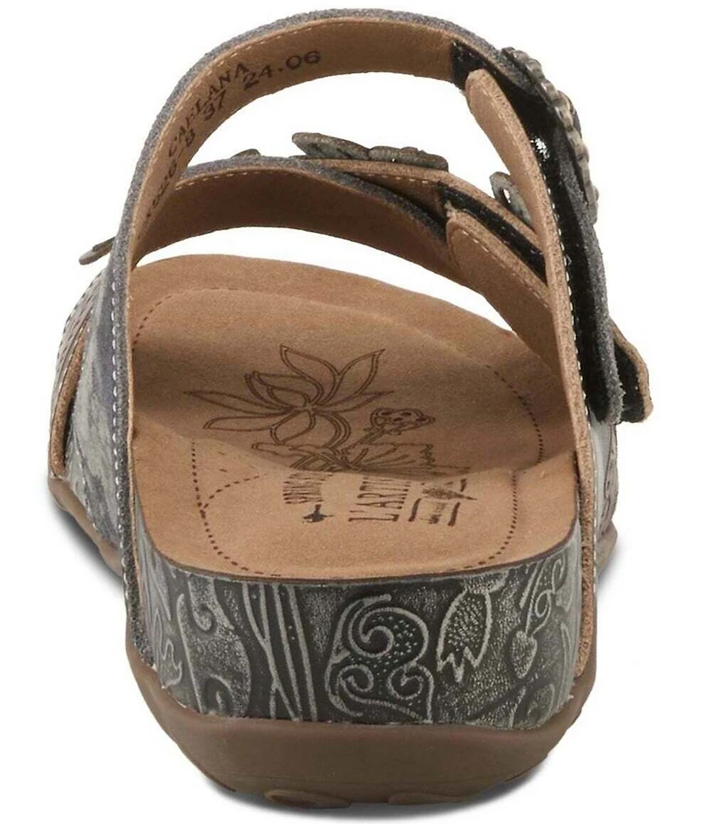 L'ARTISTE Caelana Leather Flower Detailed Slide Sandals