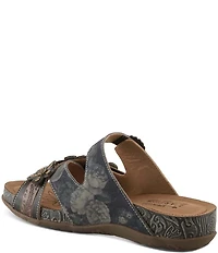 L'ARTISTE Caelana Leather Flower Detailed Slide Sandals