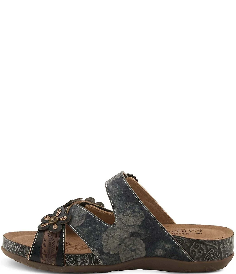 L'ARTISTE Caelana Leather Flower Detailed Slide Sandals