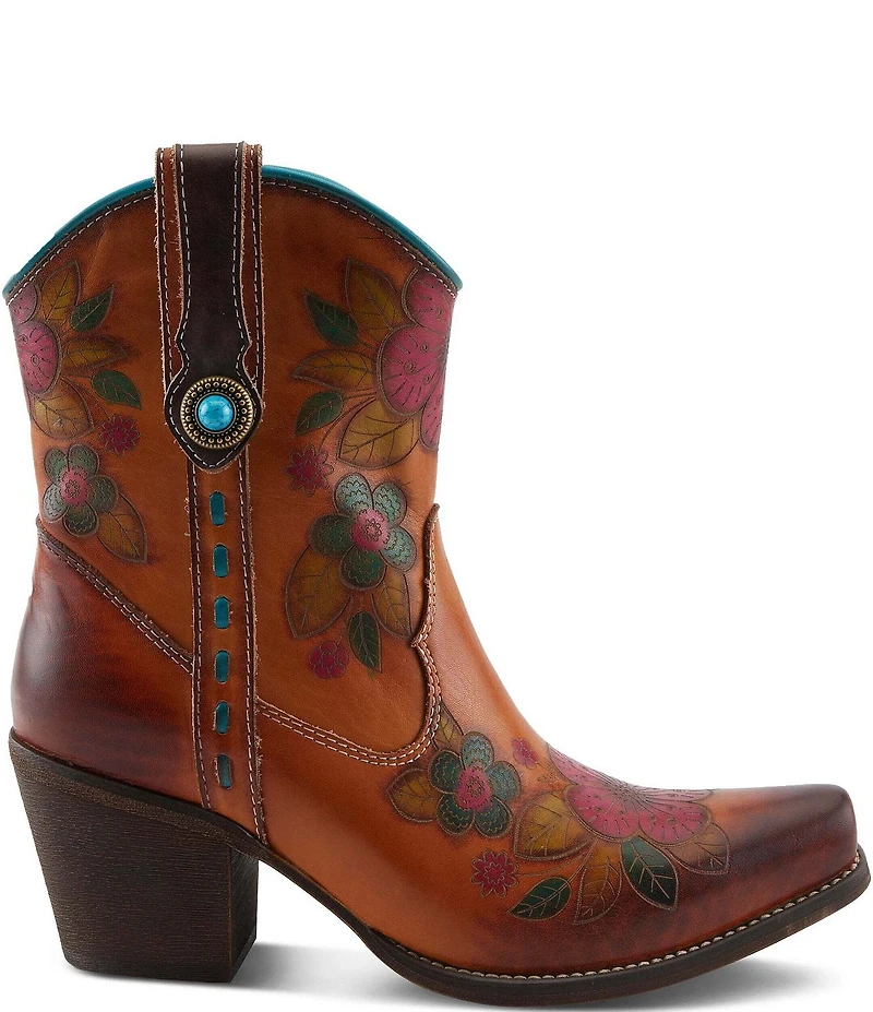 L'ARTISTE Cahoots Leather Hand Painted Floral Western Boots