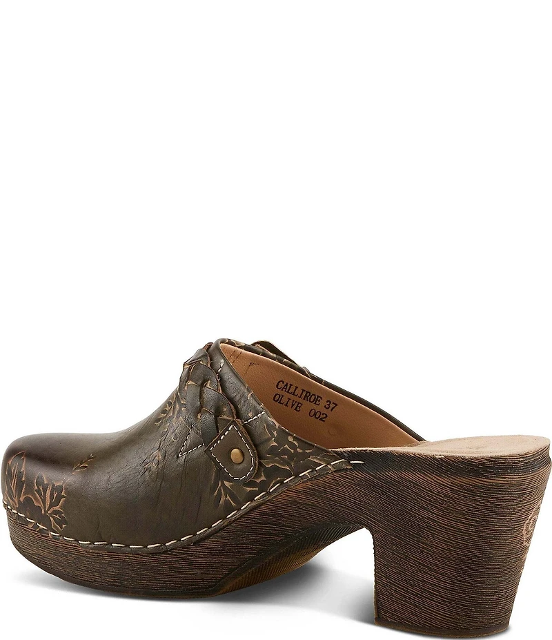 L'ARTISTE Calliroe Hand Painted Floral Leather Buckle Strap Hardware Clogs