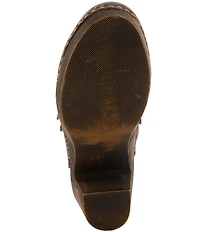 L'ARTISTE Calliroe Hand Painted Floral Leather Buckle Strap Hardware Clogs