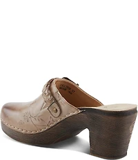 L'ARTISTE Calliroe Hand Painted Floral Leather Buckle Strap Hardware Clogs