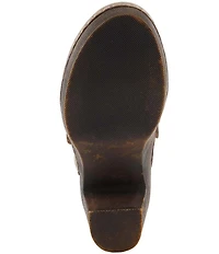 L'ARTISTE Calliroe Hand Painted Floral Leather Buckle Strap Hardware Clogs