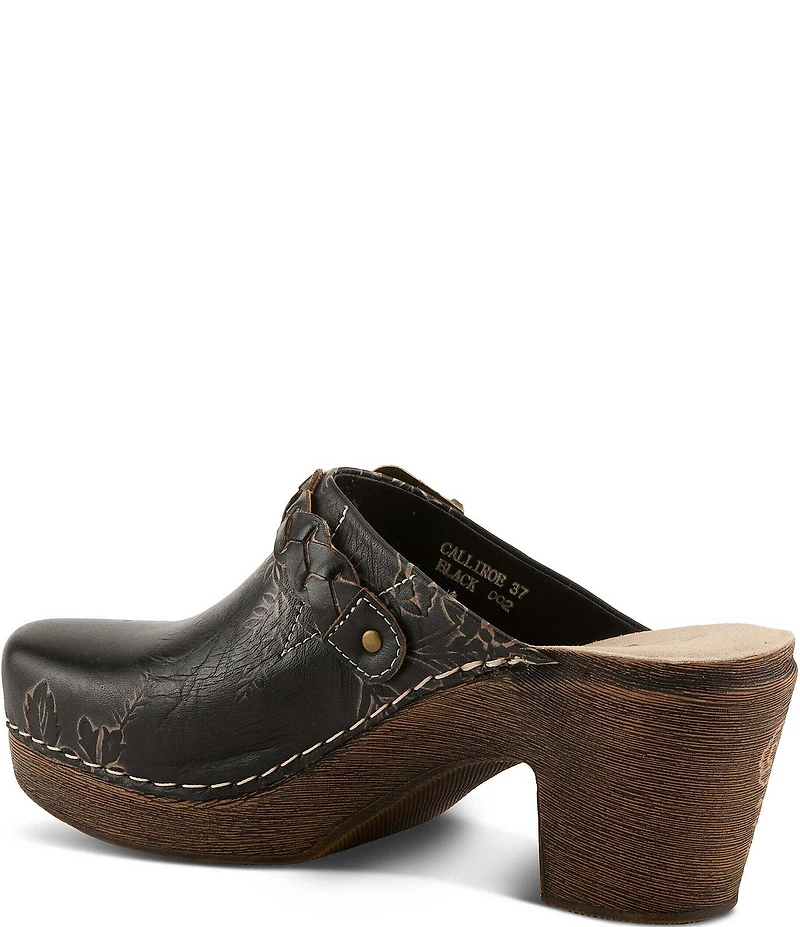 L'ARTISTE Calliroe Hand Painted Floral Leather Buckle Strap Hardware Clogs