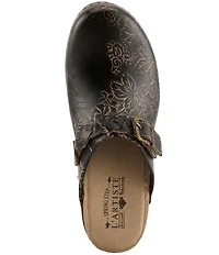 L'ARTISTE Calliroe Hand Painted Floral Leather Buckle Strap Hardware Clogs