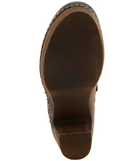 L'ARTISTE Calliroe Hand Painted Floral Leather Buckle Strap Hardware Clogs