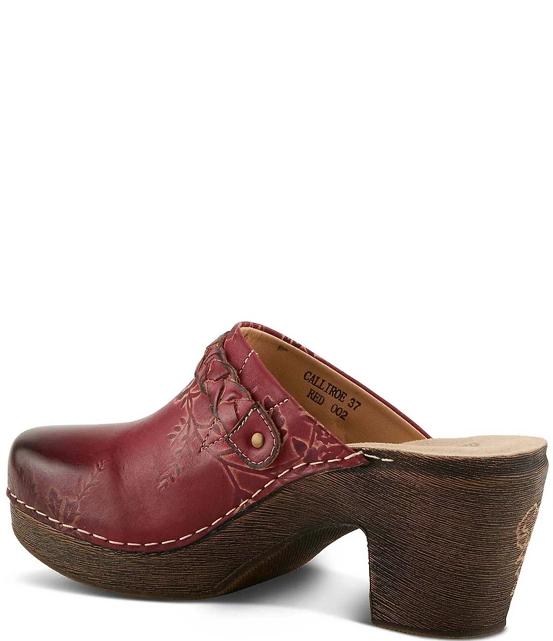 L'ARTISTE Calliroe Hand Painted Floral Leather Buckle Strap Hardware Clogs