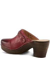 L'ARTISTE Calliroe Hand Painted Floral Leather Buckle Strap Hardware Clogs