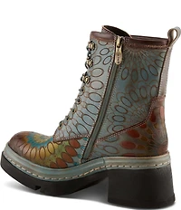 L'ARTISTE Carnivale Leather Hand Painted Floral Booties