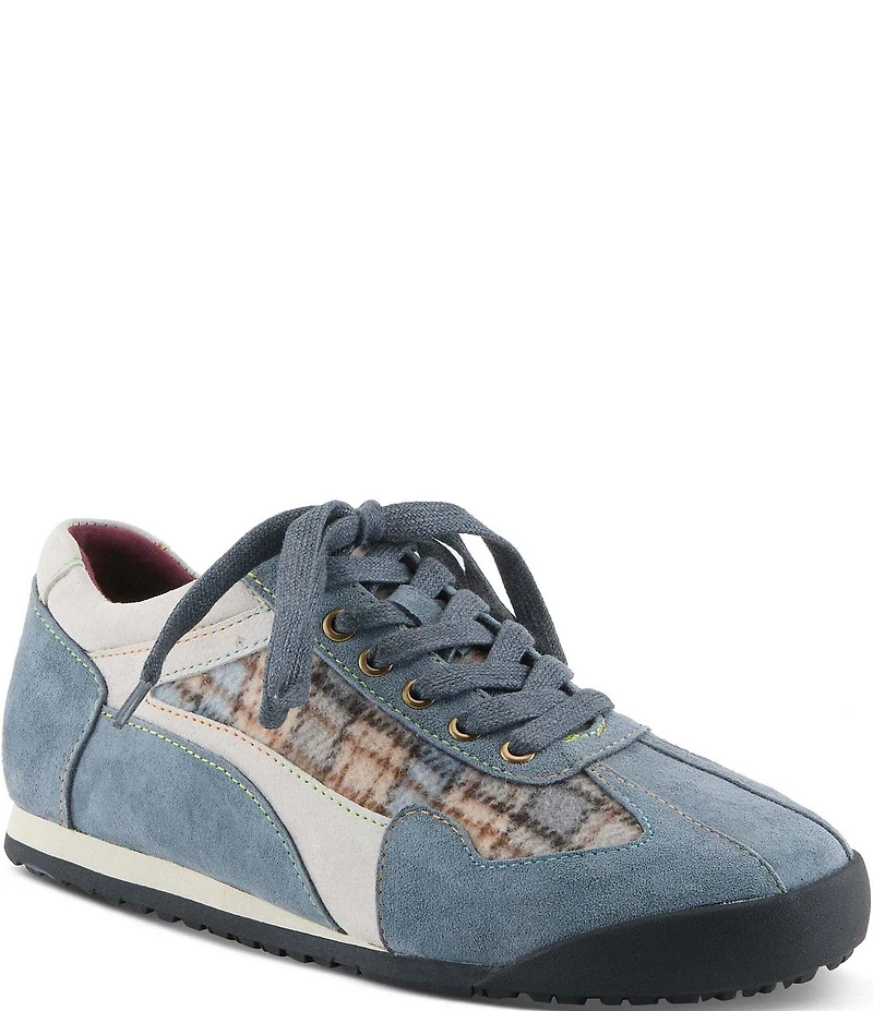 L'ARTISTE Carpediem Suede & Leather Plaid Lace Up Sneakers