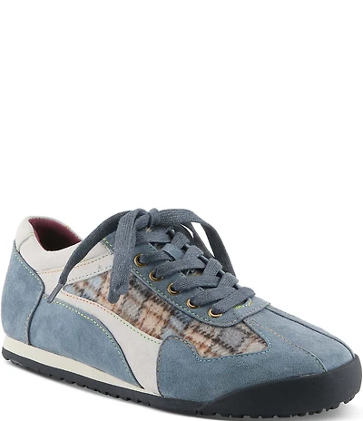 L'ARTISTE Carpediem Suede & Leather Plaid Lace Up Sneakers