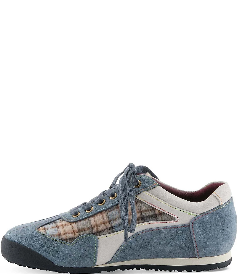 L'ARTISTE Carpediem Suede & Leather Plaid Lace Up Sneakers