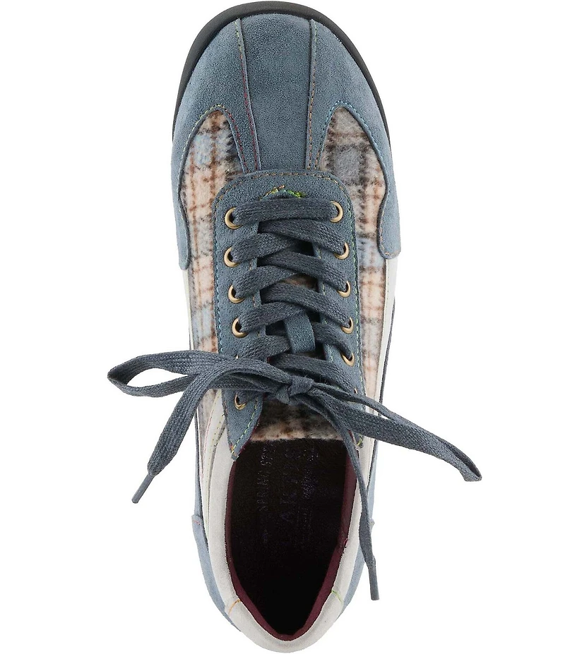 L'ARTISTE Carpediem Suede & Leather Plaid Lace Up Sneakers