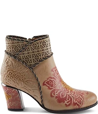 L'ARTISTE Cherish Floral Embossed Leather Booties