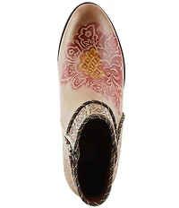 L'ARTISTE Cherish Floral Embossed Leather Booties