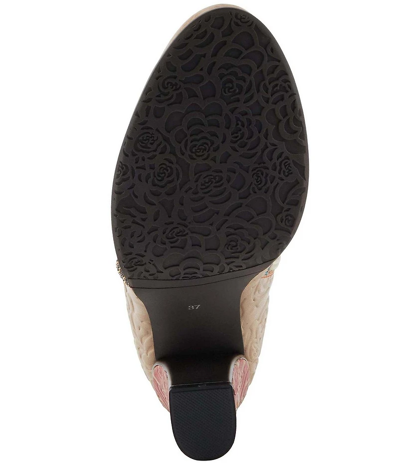 L'ARTISTE Cherish Floral Embossed Leather Booties