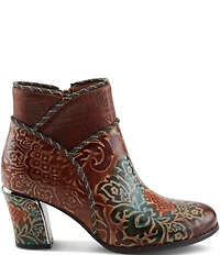 L'ARTISTE Cherish Floral Embossed Leather Booties