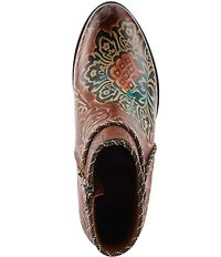 L'ARTISTE Cherish Floral Embossed Leather Booties
