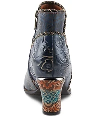 L'ARTISTE Cherish Floral Embossed Leather Booties