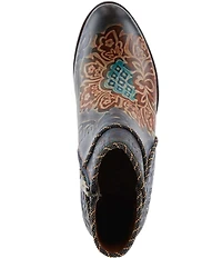 L'ARTISTE Cherish Floral Embossed Leather Booties