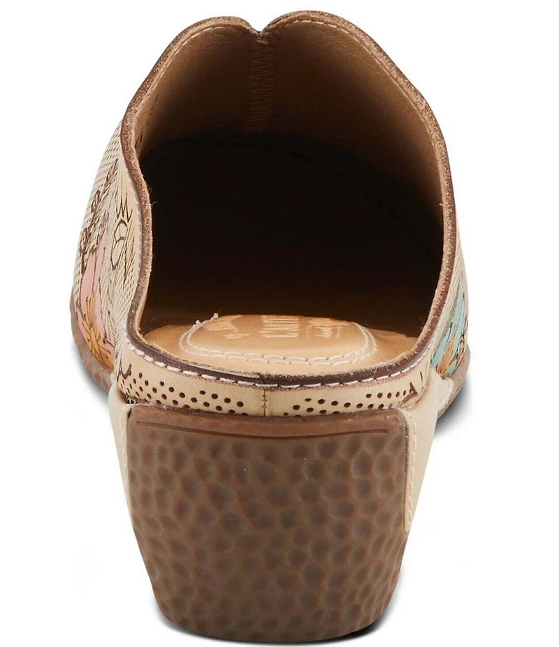 L'ARTISTE Chienti Floral Painted Perforated Leather Clogs