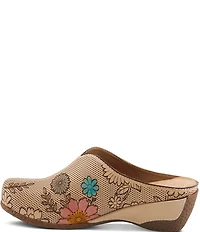 L'ARTISTE Chienti Floral Painted Perforated Leather Clogs