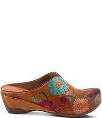 L'ARTISTE Chienti Floral Painted Perforated Leather Clogs