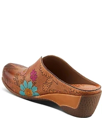 L'ARTISTE Chienti Floral Painted Perforated Leather Clogs