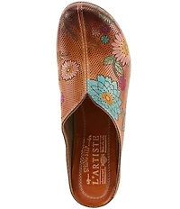 L'ARTISTE Chienti Floral Painted Perforated Leather Clogs