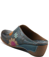 L'ARTISTE Chienti Floral Painted Perforated Leather Clogs