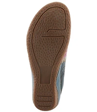 L'ARTISTE Chienti Floral Painted Perforated Leather Clogs