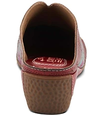 L'ARTISTE Chienti Floral Painted Perforated Leather Clogs