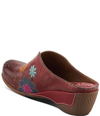 L'ARTISTE Chienti Floral Painted Perforated Leather Clogs