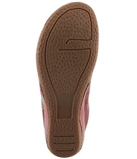 L'ARTISTE Chienti Floral Painted Perforated Leather Clogs