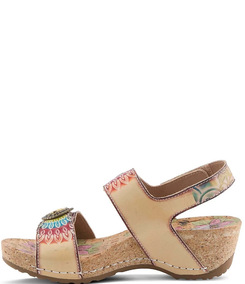 L'ARTISTE Colomecool Hand-Painted Embossed Leather Sandals