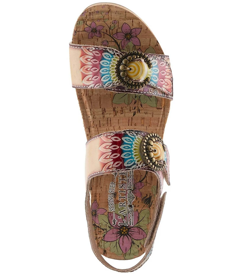L'ARTISTE Colomecool Hand-Painted Embossed Leather Sandals